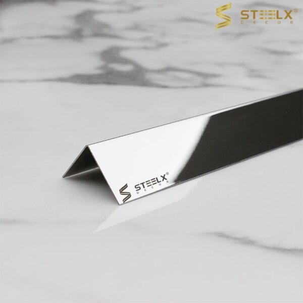 Stainless Steel Mirror Silver L-shape Tile Trim - Image 3