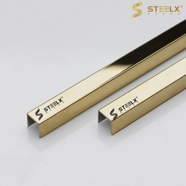 Stainless Steel U-shape Mirror Gold Tile Trim - Image 2