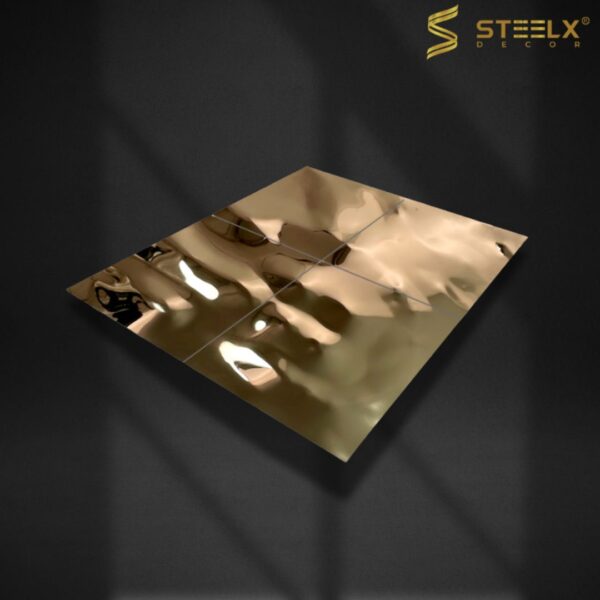 STAINLESS STEEL BIG WAVE ROSE GOLD WATER RIPPLE SHEET - Image 2